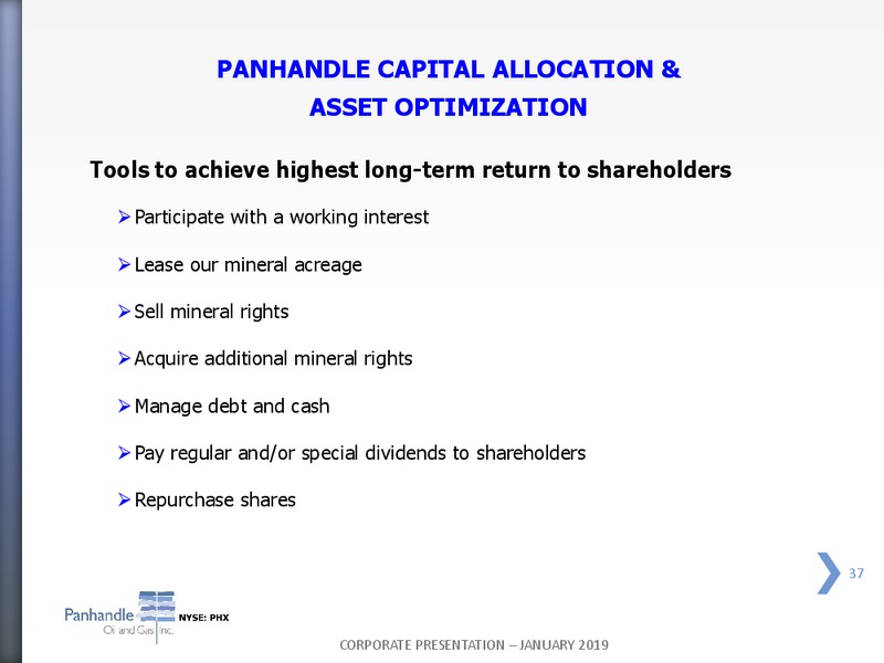 January 2019 Corporate Presentation – Panhandle Oil and Gas Inc. – slide 36