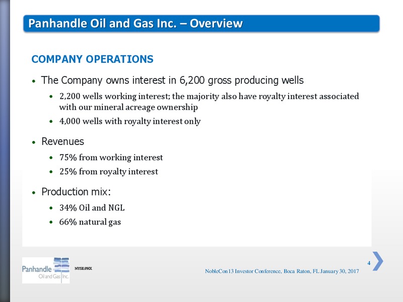 NobleCon 13 Noble Capital Markets – Panhandle Oil and Gas Inc. – slide 3