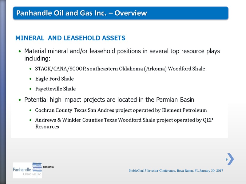 NobleCon 13 Noble Capital Markets – Panhandle Oil and Gas Inc. – slide 8