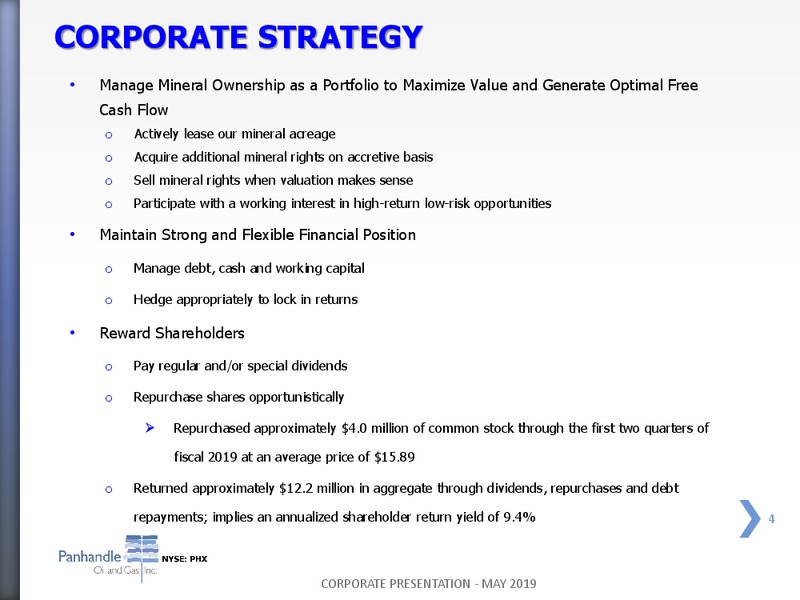 May 2019 Investor Presentation – Panhandle Oil and Gas Inc. – slide 3