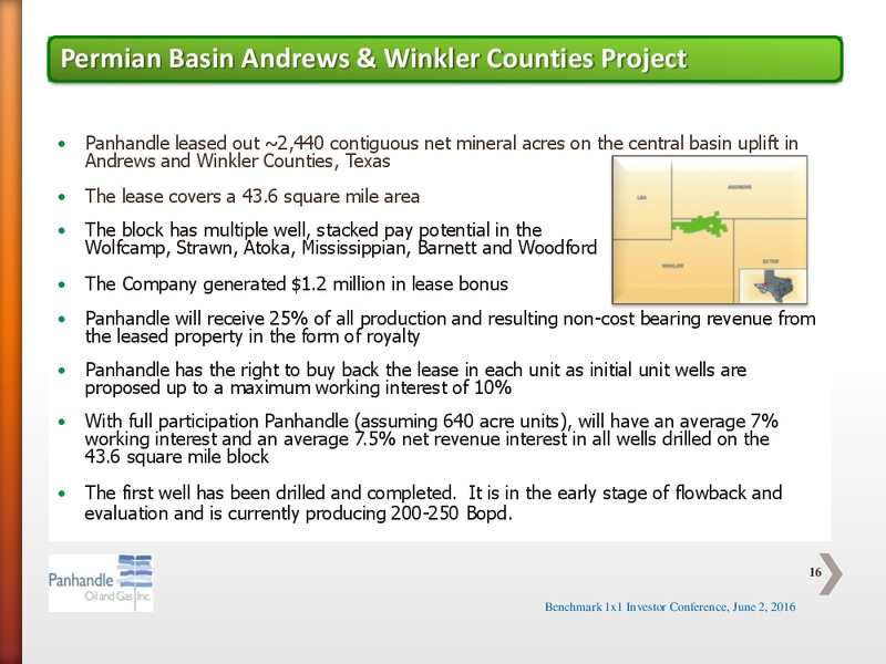 Benchmark One on One Investor Conference – Panhandle Oil and Gas Inc. – slide 15