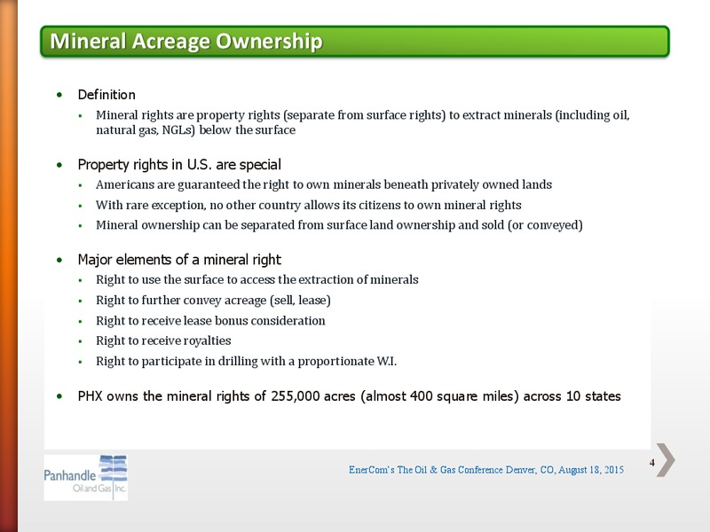 EnerCom The Oil and Gas Conference 2015 – Panhandle Oil and Gas Inc. – slide 3