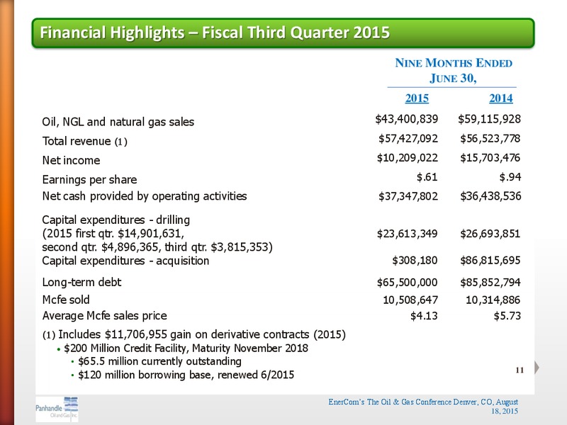 EnerCom The Oil and Gas Conference 2015 – Panhandle Oil and Gas Inc. – slide 10