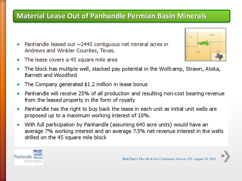 EnerCom The Oil and Gas Conference 2015 – Panhandle Oil and Gas Inc. – slide 28