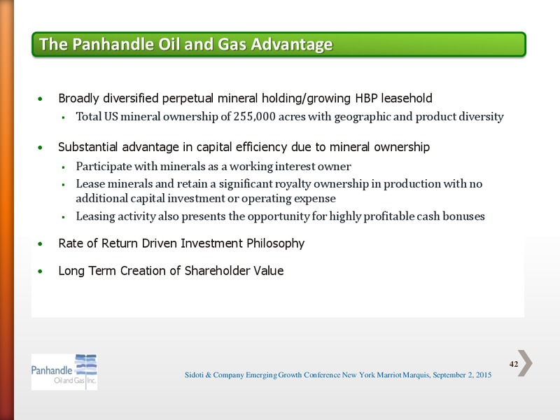 Sidoti Co Emerging Growth Conference – Panhandle Oil and Gas Inc. – slide 41