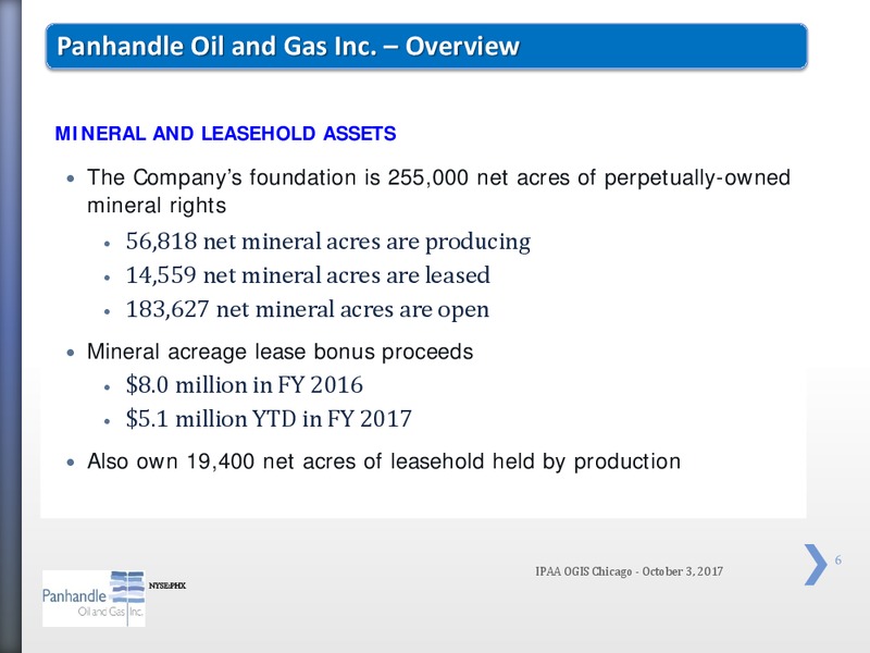 OGIS Chicago 2017 IPAA Oil and Gas Investor Conference – Panhandle Oil and Gas Inc. – slide 5