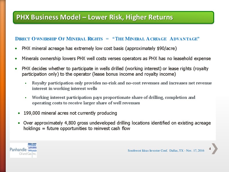 Southwest IDEAS Investor Conference – Panhandle Oil and Gas Inc. – slide 3
