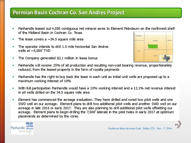 Southwest IDEAS Investor Conference – Panhandle Oil and Gas Inc. – slide 18