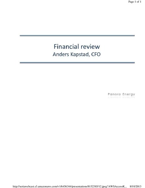 Q2 2013 EARNINGS CALL – Panoro Energy Asa – slide 12