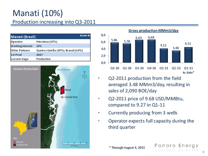 Q2 2011 EARNINGS CALL – Panoro Energy Asa – slide 8