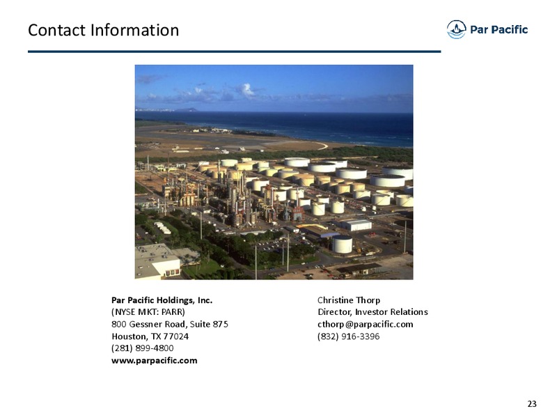 Investor Presentation March 2016 – Par Pacific Holdings – slide 22