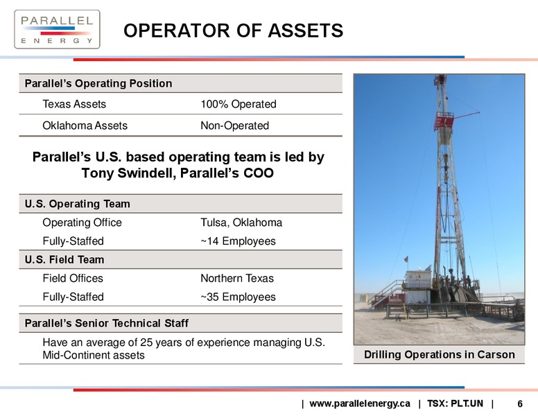 August 2015 Investor Presentation – Parallel Energy Lp – slide 6