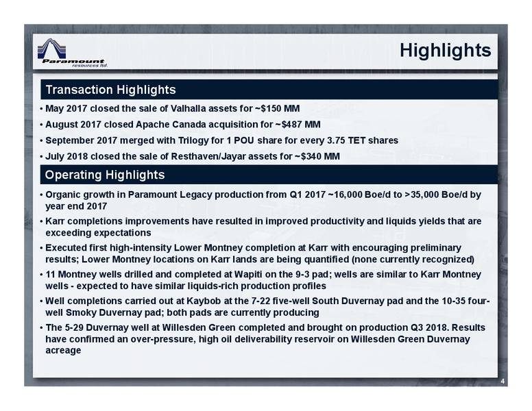 January 2019 Corporate Presentation – Paramount Resources Ltd. – slide 3