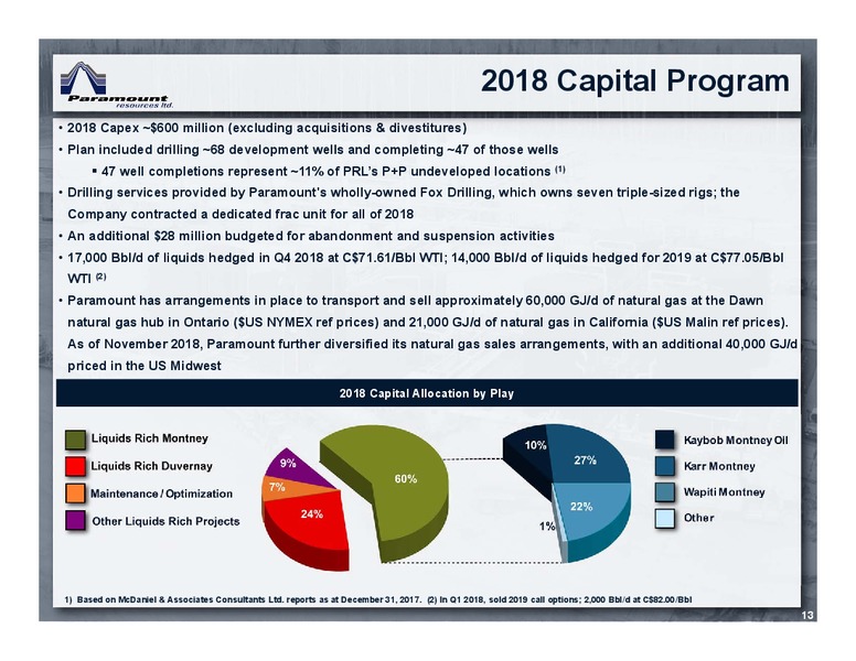 January 2019 Corporate Presentation – Paramount Resources Ltd. – slide 12
