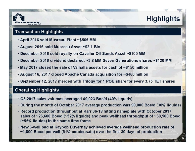 January 2018 Corporate Presentation – Paramount Resources Ltd. – slide 4