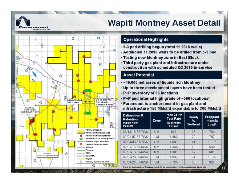 January 2018 Corporate Presentation – Paramount Resources Ltd. – slide 16