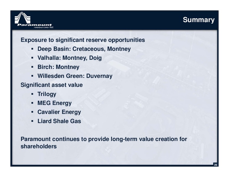 January 2016 Corporate Presentation – Paramount Resources Ltd. – slide 25