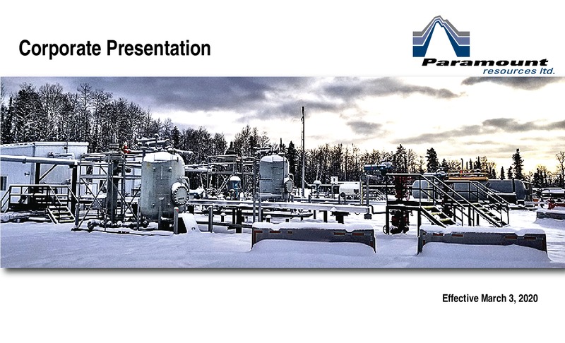 Corporate Presentation – Paramount Resources Ltd. – slide 1