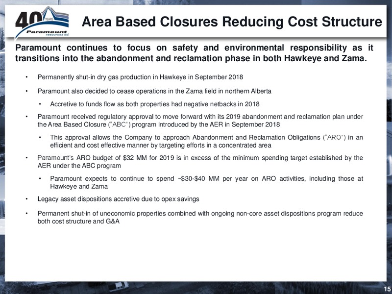March 2019 Corporate Presentation – Paramount Resources Ltd. – slide 14
