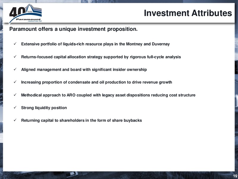 March 2019 Corporate Presentation – Paramount Resources Ltd. – slide 18