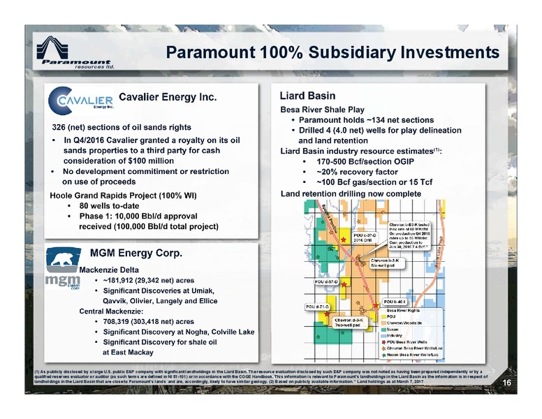 April 2017 Corporate Presentation – Paramount Resources Ltd. – slide 15