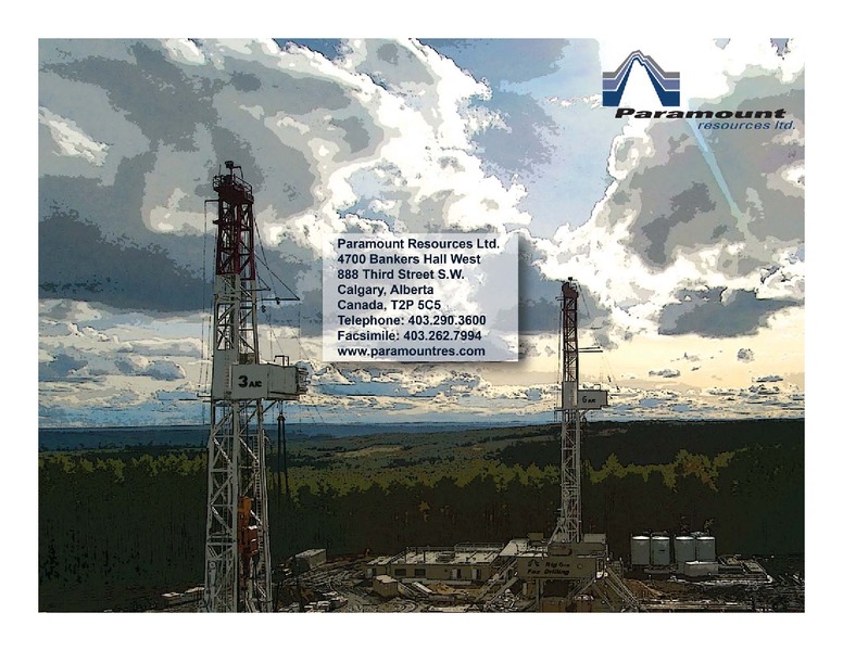 April 2017 Corporate Presentation – Paramount Resources Ltd. – slide 20