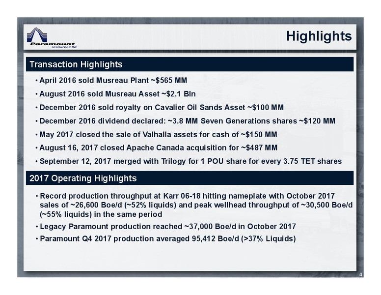 May 2018 Corporate Presentation – Paramount Resources Ltd. – slide 3