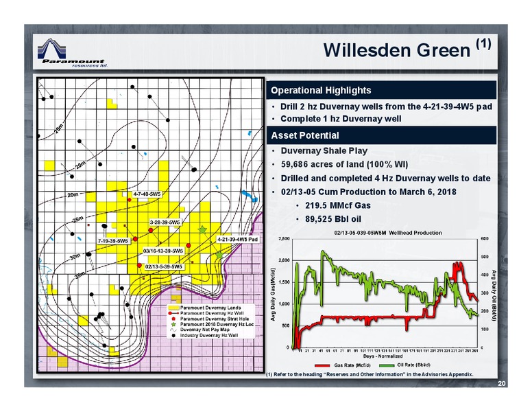 May 2018 Corporate Presentation – Paramount Resources Ltd. – slide 19