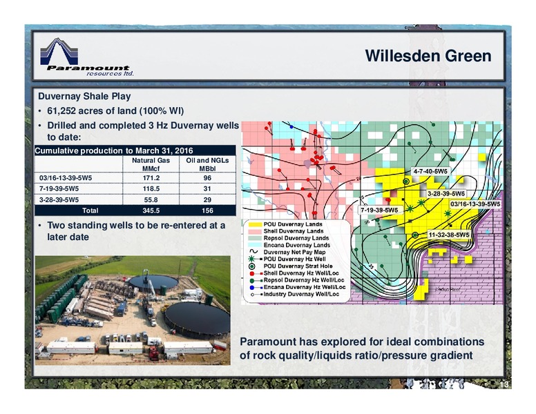 May 2016 Corporate Presentation – Paramount Resources Ltd. – slide 12