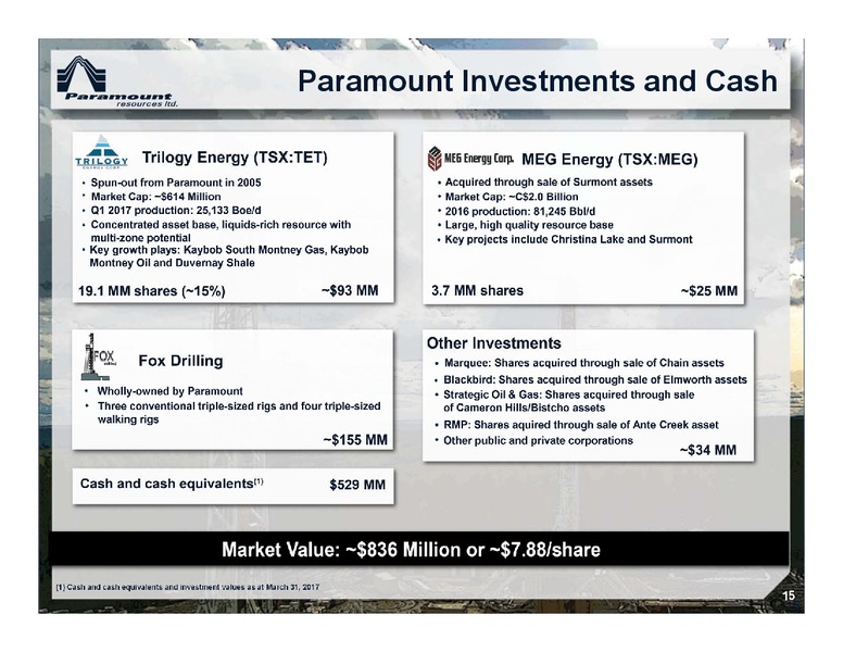 May 2017 Corporate Presentation – Paramount Resources Ltd. – slide 14