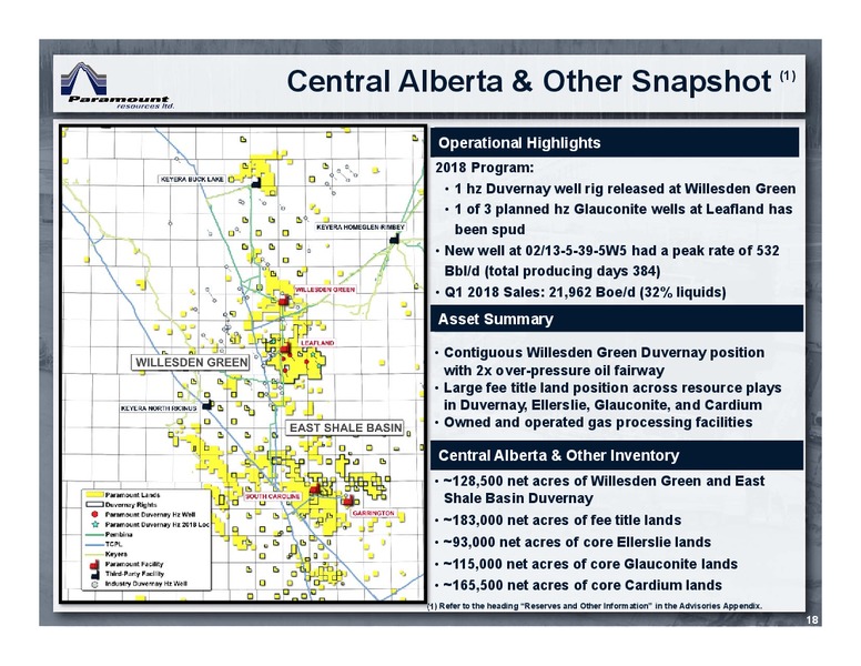 July 2018 Corporate Presentation – Paramount Resources Ltd. – slide 17