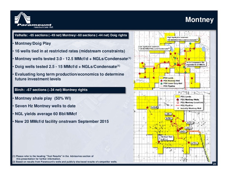 September 2015 Investor Presentation – Paramount Resources Ltd. – slide 20