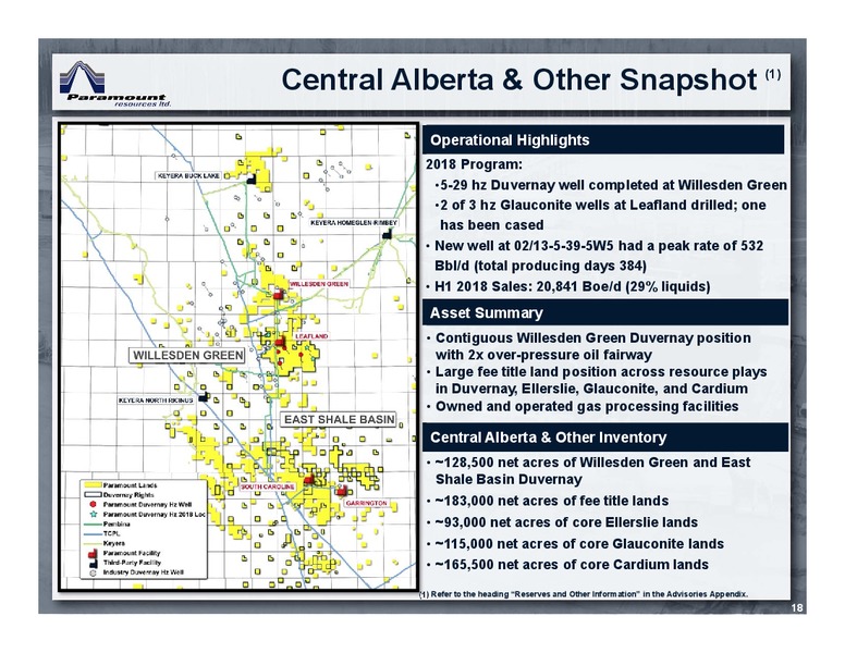 September 2018 Corporate Presentation – Paramount Resources Ltd. – slide 17