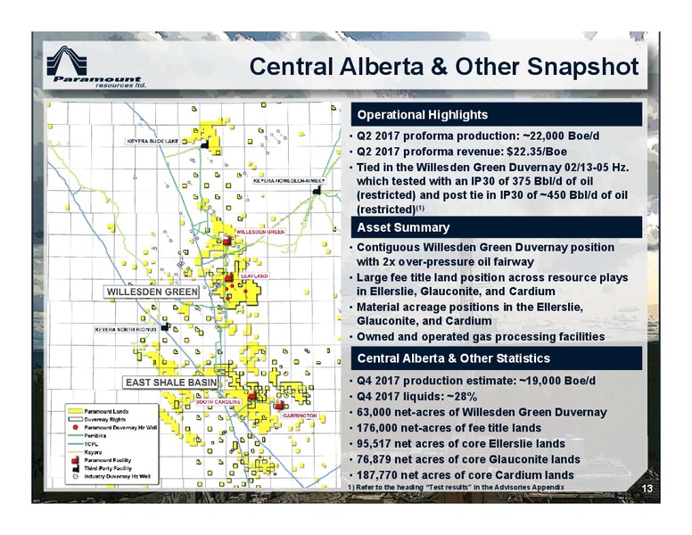 September 2017 Corporate Presentation – Paramount Resources Ltd. – slide 12