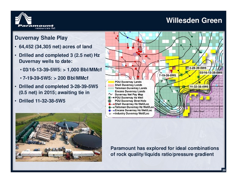 October 2015 Corporate Presentation – Paramount Resources Ltd. – slide 19