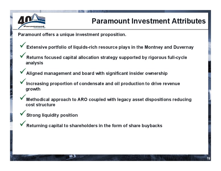 3Q 2019 Earnings Presentation – Paramount Resources Ltd. – slide 18