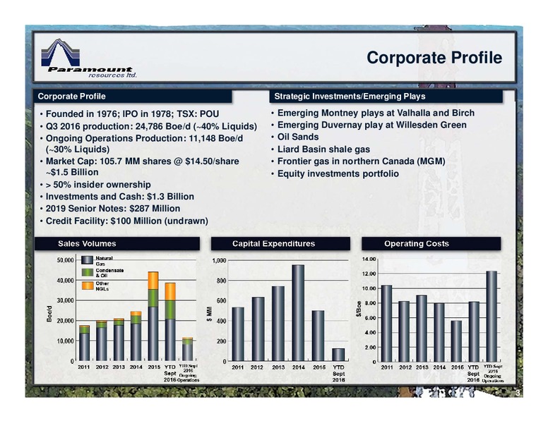 Q3 2016 Corporate Presentation – Paramount Resources Ltd. – slide 2