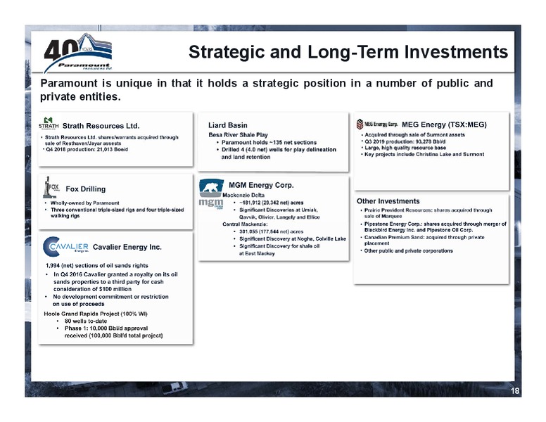 December 2019 Corporate Presentation – Paramount Resources Ltd. – slide 17