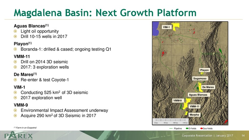January 2017 Corporate Presentation – Parex Resources, Inc. – slide 14