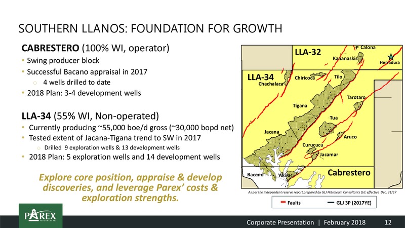 February 2018 Corporate Presentation – Parex Resources, Inc. – slide 12
