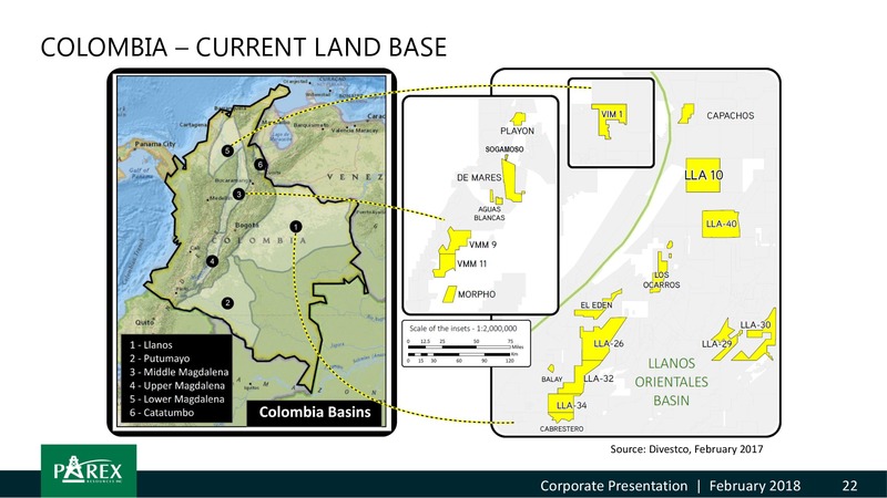 February 2018 Corporate Presentation – Parex Resources, Inc. – slide 22