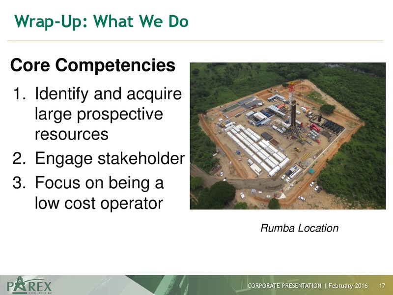 February 2016 Corporate Presentation – Parex Resources, Inc. – slide 17