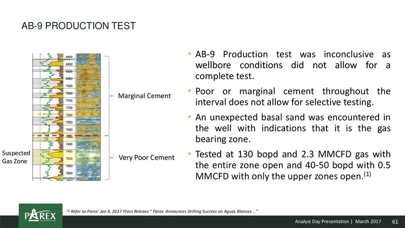 March 2017 Analyst Update – Parex Resources, Inc. – slide 61