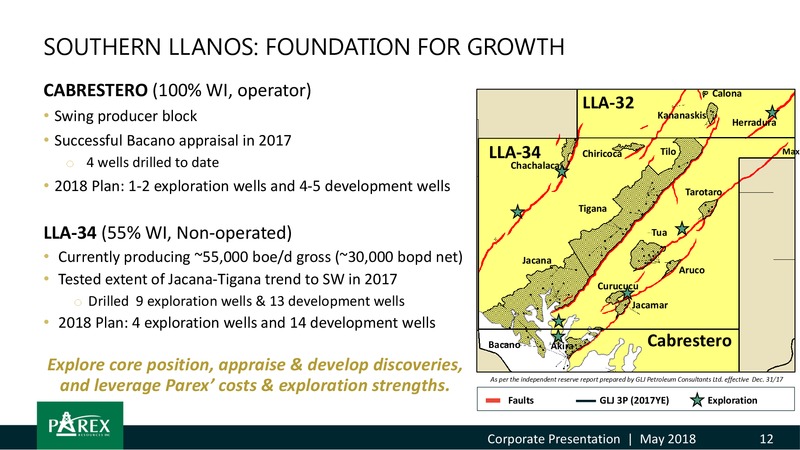 May 2018 Investor Presentation – Parex Resources, Inc. – slide 12