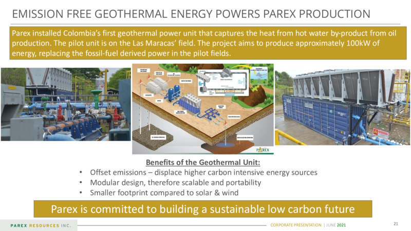 June 2021 Investor Presentation – Parex Resources, Inc. – slide 21