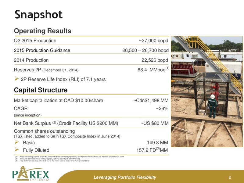 JULY 2015 CORPORATE PRESENTATION – Parex Resources, Inc. – slide 2
