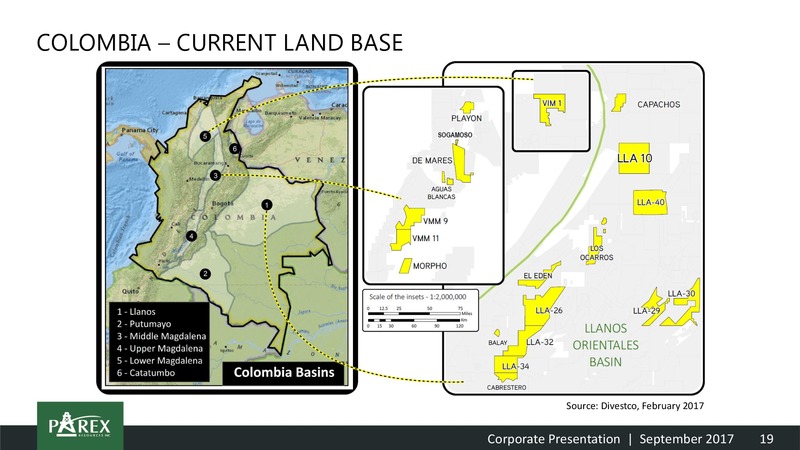 September 2017 Corporate Presentation – Parex Resources, Inc. – slide 19