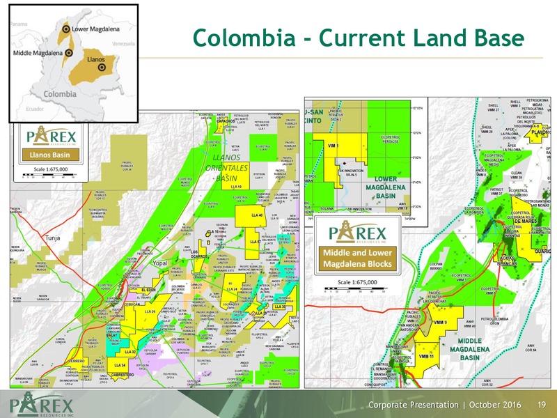 October 2016 Investor Presentation – Parex Resources, Inc. – slide 19