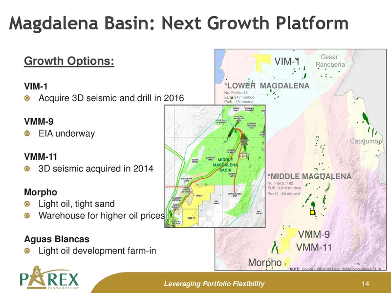 October 2015 Corporate Presentation – Parex Resources, Inc. – slide 14