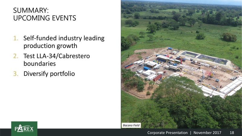 2017 Corporate Presentation – Parex Resources, Inc. – slide 18